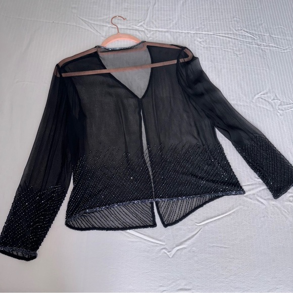 Vintage Sheer Black Beaded Cardigan / Cover-Up - Picture 5 of 6